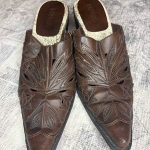 Hot Kiss Brown Leather Mules